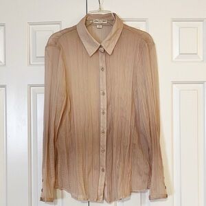 Coldwater Creek Ombré Shimmery Button-Down Blouse – Beige – Size Extra Large XL